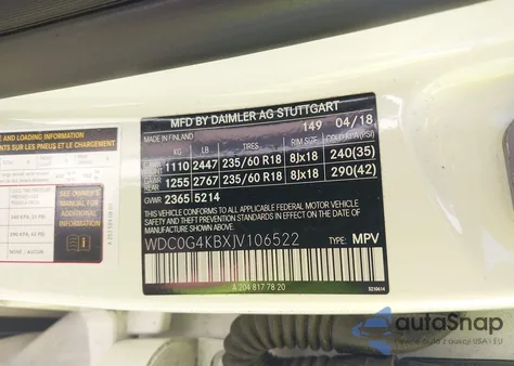 2018 Mercedes-Benz Glc 300 4Matic z USA, uszkodzony, nr VIN WDC0G4KBXJV106522